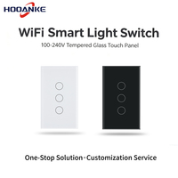 Interrupteur intelligent Wi-Fi Hooanke HWL002-US, norme américaine, compatible Alexa, verre trempé et boîtier en PC, portée 10-30m, 10A 240V