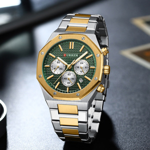 Montre à quartz de luxe Curren 8440, boîtier en acier inoxydable, bracelet en cuir, chronographe, étanche, best-seller pour hommes - Product Image 2