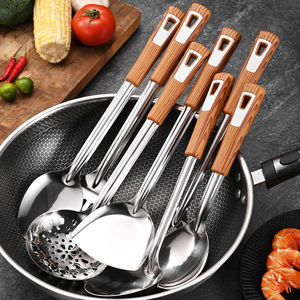 Utensili da Cucina in Acciaio Inox, Set di Cucchiai e Spatole con Manico Effetto Legno in PP, Colino per Cucinare - Product Image 2