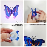 Papillon lumineux coloré LED veilleuse Flash créatif autocollants muraux tridimensionnels pour la maison et les cadeaux alimentés par batterie