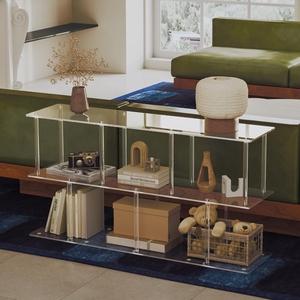 Estantería geométrica acrílica transparente personalizada de fábrica, estantería de exhibición abierta de 3 niveles para entrada, oficina, sala de estar, dormitorio - Product Image 2