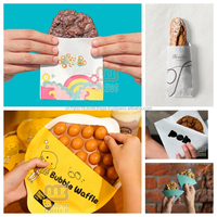 Sac en papier kraft avec fond plat en V, personnalisé avec logo, écologique, résistant à la graisse, pour beignets, baguettes, gaufres, croissants écrasés, boulangerie, papier sulfurisé