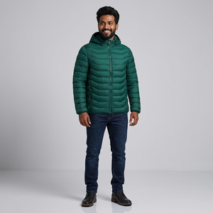 Veste d'hiver matelassée slim fit pour homme avec logo personnalisé sur le devant, design de veste matelassée tendance - Product Image 1