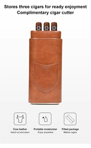 Vanace เคสซิการ์ขนาด3นิ้วสีน้ำตาลพร้อมหนังและเครื่องตัด - Product Image 4