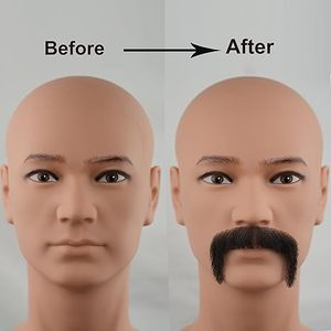Baffo e Barba Finta <span class=keywords><strong>Realistici</strong></span> in Capelli Umani con Base in Pizzo per Uomo, Ideali per Halloween, Travestimenti Divertenti e Feste in Costume - Product Image 1