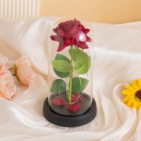 Rose artificielle faite à la main en tissu, fleur éternelle sous cloche en verre, petit cadeau, décoration de bureau, Saint-Valentin, Noël 20251120