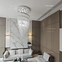 Lustre en cristal duplex de luxe personnalisé ST583, source de lumière LED, design moderne et simple pour villa, salon ouvert