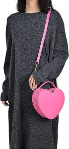 Bolso bandolera de piel vegana personalizado de fábrica con forma de corazón para mujer, bolso de hombro con cierre de cremallera para chica - Product Image 6