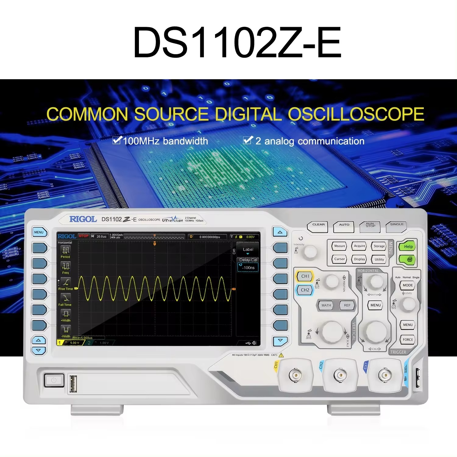 RIGOL DS1102Z-Eデジタルオシロスコープ2チャンネル100M 200MHz USB 4 