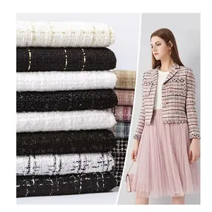 Phong Cách Thời Trang 2024 Cao Cấp Mang Nhãn Hiệu Vải Sequin Pha Trộn Sợi Nhuộm Tweed Vải Cho Phụ Nữ Của Quần Áo