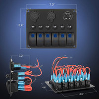 Panneau d'interrupteur à bascule 6 gangs ON Off 12-24v avec voltmètre chargeur double USB prise allume-cigare pour RV camion bateau