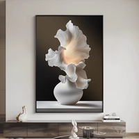 Peinture sur toile abstraite verticale grand format en gros, motif feuille de Ginkgo, art mural floral neutre pour la décoration d'entrée de maison ou d'hôtel