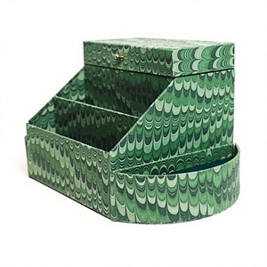 Modern Cardboard Pebbled Desktop Drawer Organizer <b>Storage</b> Box <b>with</b> Lid Three-Layer Stackable Design for Office <b>Desk</b> Use - Product Image 2