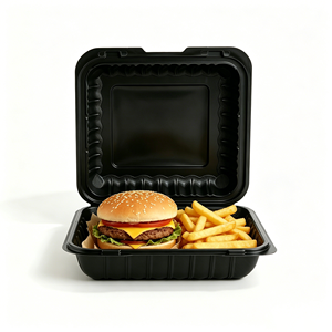 Black Disposable Blister PP Plastic MFPP Lunch Box 1/3 Compartment Food <b>Containers</b> - Product Image 4