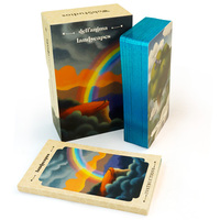 Boîte à cartes de tarot en papier portable, écologique, recyclable, avec couvercle et base, bord bleu arc-en-ciel |   Affirmation personnalisée de luxe adaptée aux familles