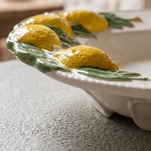 <span class=keywords><strong>Platos</strong></span> de cerámica pintados a mano de 9 pulgadas para servir sopa y pasta, con relieve de limón, diseño vintage en relieve, estilo mediterráneo, <span class=keywords><strong>platos</strong></span> para restaurante - Product Image 6
