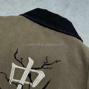 Custom <b>Canvas</b> <b>Work</b> <b>Jackets</b> for Men Distress Embroidery Logo Casual Wear Heavyweight Carpenter Zipper Duck <b>Canvas</b> <b>Jacket</b> - Product Image 4