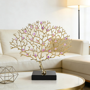 Gold Coral <b>Crystal</b> <b>Tree</b> Ornament Purple Gemstone Leaf Desk Decor for Living Room Office Gift - Product Image 5