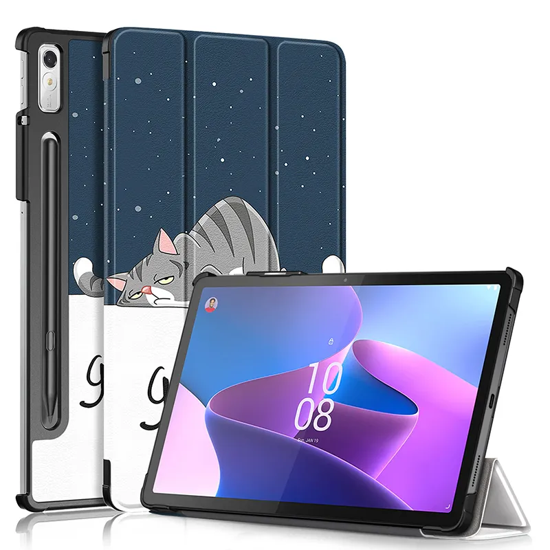 Casing Kulit untuk Lenovo Tab P11 Pro Gen 2 / Tab P11 Pro (2nd Gen) 11.2 Inci 2022 Ramping Ringan Lipat Tiga Penutup Lipat Berdiri