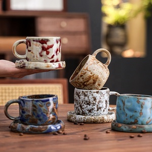 Ensemble tasse et soucoupe en céramique de style nordique avec un design esthétique raffiné pour l'art du latte, le thé de l'après-midi et l'usage domestique - Product Image 1