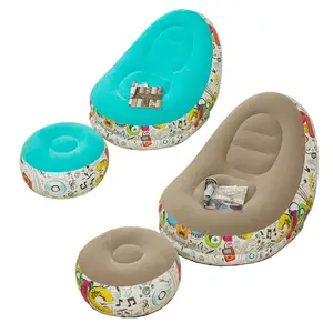 Lounge plastic flocking living room furniture sets inflatable lazy sofa