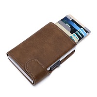 Dompet Aluminium Minimalis Tipis Anti RFID untuk Pria & Wanita dengan Penutup Kancing Tekan, Ketebalan 20mm, Tempat Kartu Kredit