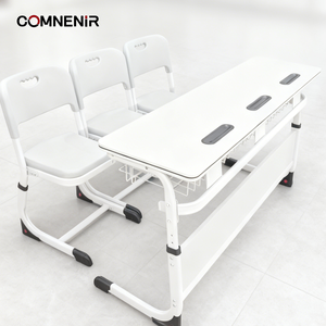 Conjunto de Escritorio y Silla Escolar Moderna de 3 Plazas con Gabinete, Material de Metal y Madera para Escuela <span class=keywords><strong>Primaria</strong></span> - Product Image 2
