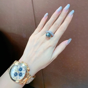 Bague en perle verte paon naturelle en gros, plaquée argent 925, plaquée or 24 carats, style bohème géométrique, haute qualité, 10-11 mm, sans défaut, lumière intense, boîte cadeau - Product Image 4