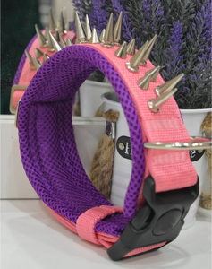 대형 중형 불량견 인쇄 패턴을위한 스파이크가 박힌 나일론 칼라 물림 방지 전술 나일론 애완 동물 목걸이 - Product Image 4