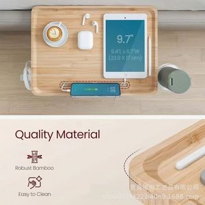 Wooden Hanging Tray Detachable Bedside <b>Shelf</b> Solid Wood <b>Hook</b> Type Storage Rack For Bedroom Personal Care Items - Product Image 2