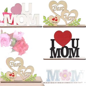 Adornos de madera en forma de corazón con letras, la mejor decoración de escritorio para el Día de la Madre, regalo para el Día de la Madre, decoración del hogar - Product Image 5