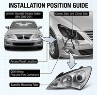 Ensemble de phares avant 2010 pour Hyundai Genesis, versions High et Low Trim, pièces de rechange automobiles