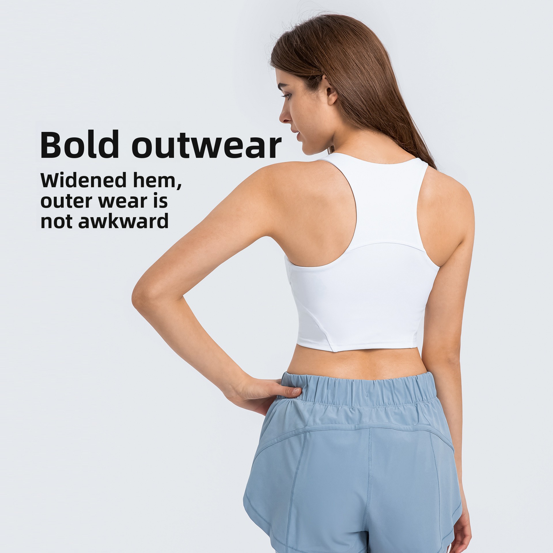 Women's Fashionable Round Neck Yoga Vest High Elastic Sports Fitness Top Nude Tight Chest Pad Breathable Yoga Tank Top