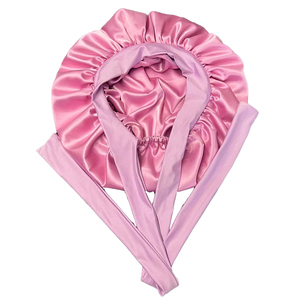 Gorro de seda para dormir para mujer, gorro de satén, gorro de pelo forrado de satén de doble capa con banda de corbata, Pelo Rizado - Product Image 2