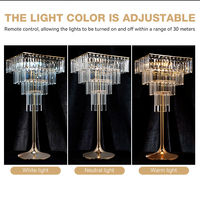 Arbre de Noël Carré en Acrylique et Cristal Doré et Argenté, Luminaire LED à Changement de Lumière, Décoration de Centre de Table de Mariage