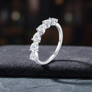 925 Sterling <b>Silver</b> Pear Cut Moissanite Five Stone <b>Ring</b> Prong Set Wedding <b>Band</b> Engagement <b>Ring</b> for Women - Product Image 3