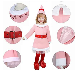 Nuevo Disfraz de Navidad para Niños y Niñas, Traje de Papá Noel Verde y Rosa, Disfraz de Duende Navideño - Product Image 6