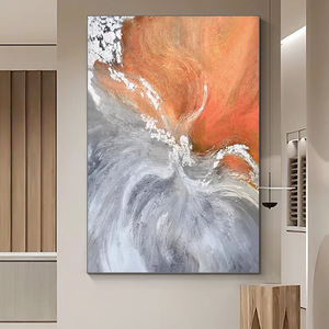 Abstract Oil <b>Painting</b> Rectangle Metal <b>Frame</b> Handmade Decorative Art <b>For</b> Living Room Entryway Large Wall Art Modern Light Luxury - Product Image 2