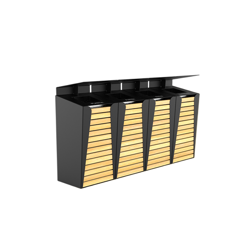Factory hot sale Garden Street Park Outdoor Steel Wood Litter Waste Recycle Bin Commercial Trash Can
