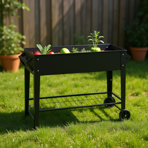 Bac à légumes surélevé en acier moderne, 32 pouces de hauteur, résistant à la rouille, avec roulettes, pour la plantation de légumes, d'herbes et de fleurs en extérieur - Product Image 2