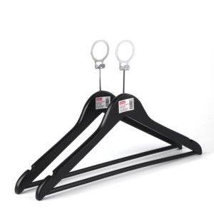 Cintres en <span class=keywords><strong>bois</strong></span> <span class=keywords><strong>antivol</strong></span> de couleur noire pour hôtel avec anneau pour <span class=keywords><strong>cintre</strong></span> de costume - Product Image 1