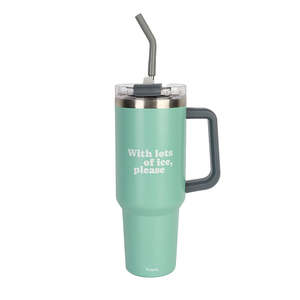 Thermos XXL in acciaio inossidabile con cannuccia e manico da 30 Oz con molto ghiaccio, grazie. - Product Image 1