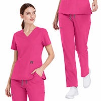 Ensemble de blouses médicales OEM pour femmes, col en V, extensible, uniforme d'infirmière, tenue de travail pour hôpital et soins de santé, uniforme extensible