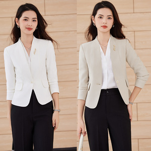 Women's Collarless Blazer Slim Fit Long Sleeve Professional Attire For Commute Polyester Fabric 9715hzy - Product Image 1