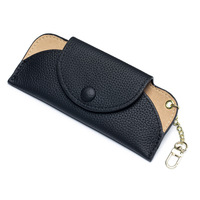 Étui à lunettes en cuir véritable ultra-fin haut de gamme pour femmes, portable, avec boucle, pour lunettes de soleil