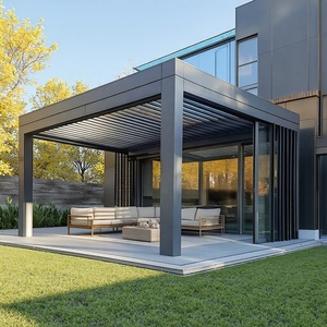 Pérgola Bioclimática de Lujo Retráctil de Aluminio Ecológica, Gazebo Independiente con Techo de Láminas Eléctricas, <span class=keywords><strong>Toldo</strong></span> para Exteriores - Product Image 4