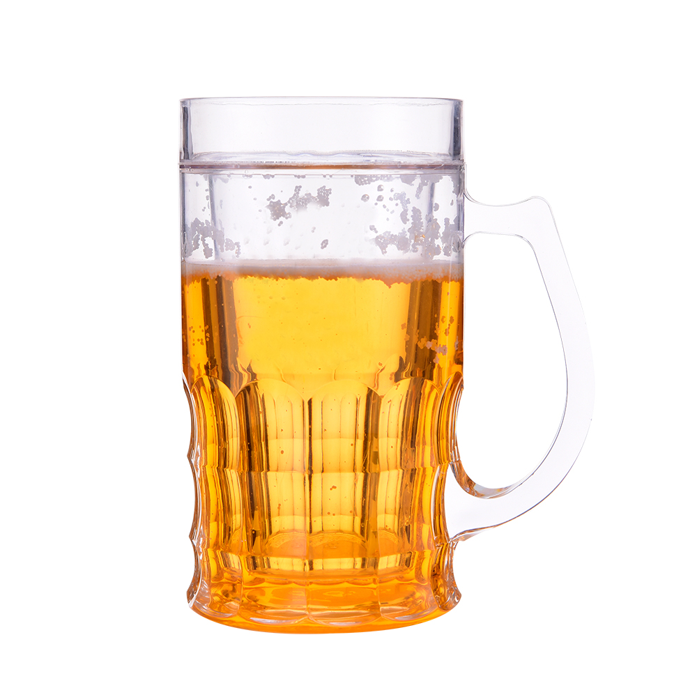 吸水杯吸盘酒窝斯坦啤酒杯双啤酒冰杯啤酒杯霜冻啤酒杯塑料啤酒塑料杯