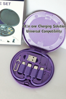 Kit de conversion de câble de sortie CC universel 60W 6 en 1, USB-C vers connecteurs Micro, charge rapide, kit de voyage LED pour téléphones mobiles