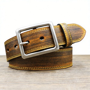 Belt Manufacturer Wholesale Retro Distressed Colorful Genuine Cowhide Leather Men's Belt <b>Tie</b>-dye Brush-Off Vintage Leather Belt - Product Image 4