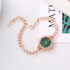 Montre élégante pour femme sertie de diamants, style coréen, montre bracelet entièrement sertie de diamants pour étudiante élégante - Product Image 1